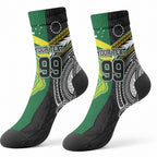 Custom Rugby Cook Islands and Australia Crew Socks Tatau Tribal with Aboriginal Chevron Sport Style