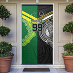Custom Rugby Cook Islands and Australia Door Cover Tatau Tribal with Aboriginal Chevron Sport Style