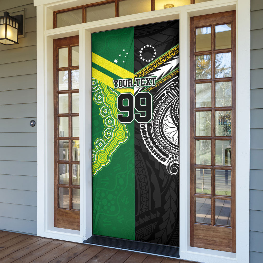 Custom Rugby Cook Islands and Australia Door Cover Tatau Tribal with Aboriginal Chevron Sport Style