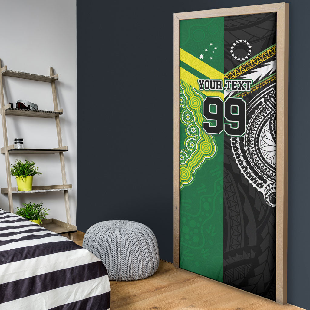 Custom Rugby Cook Islands and Australia Door Cover Tatau Tribal with Aboriginal Chevron Sport Style