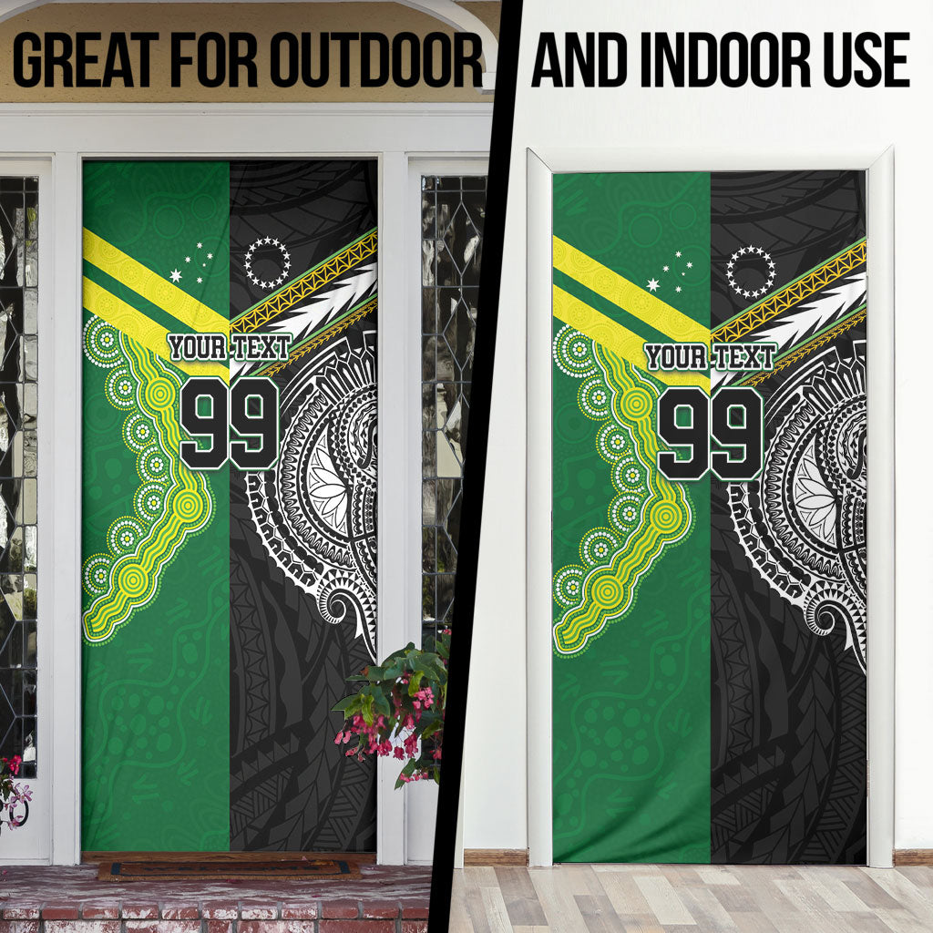 Custom Rugby Cook Islands and Australia Door Cover Tatau Tribal with Aboriginal Chevron Sport Style