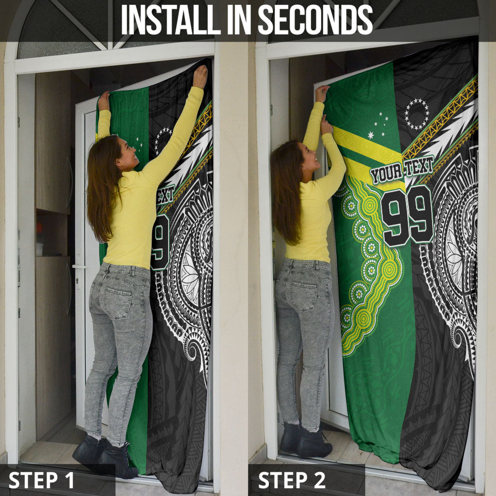 Custom Rugby Cook Islands and Australia Door Cover Tatau Tribal with Aboriginal Chevron Sport Style