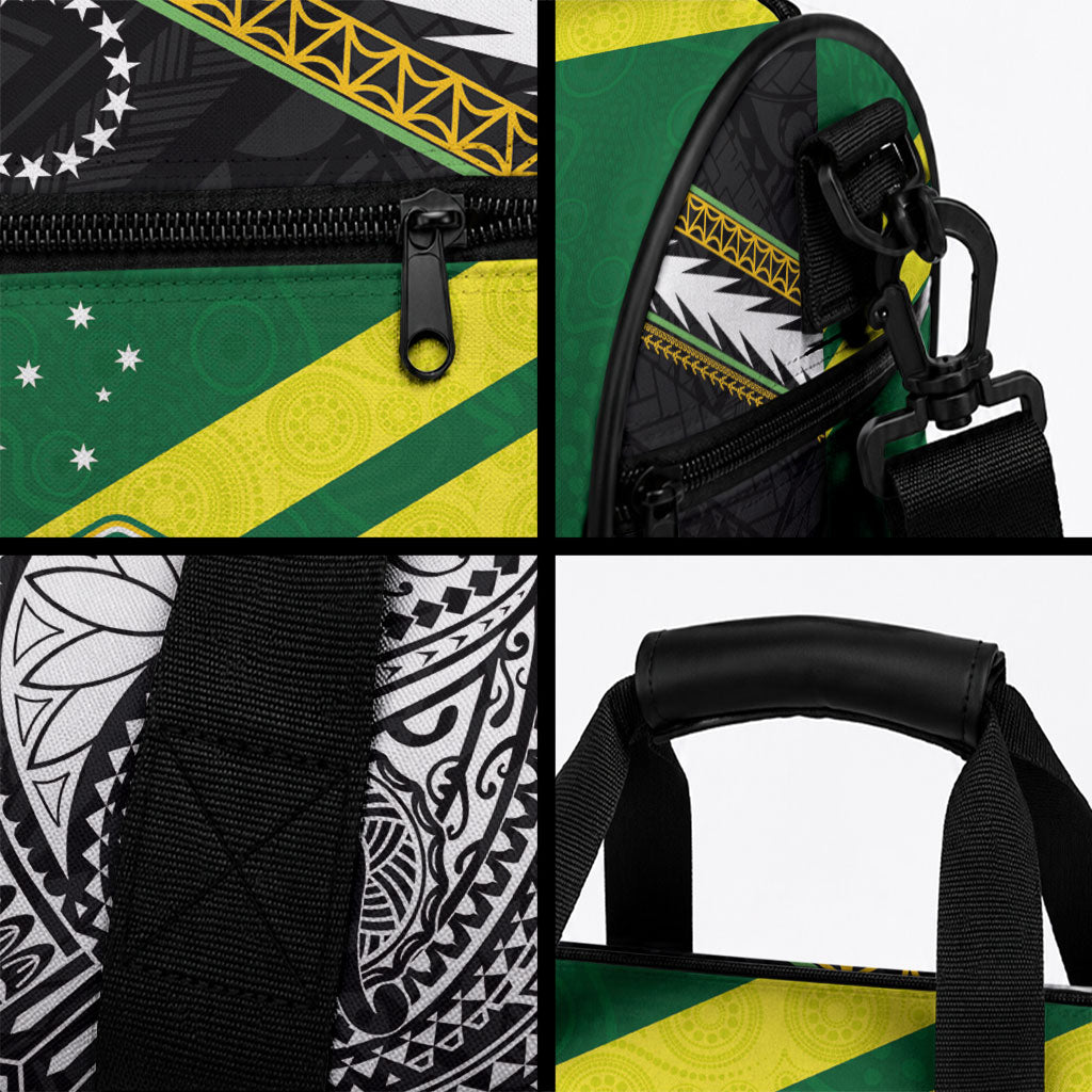 Rugby Cook Islands and Australia Duffle Bag Tatau Tribal with Aboriginal Chevron Sport Style