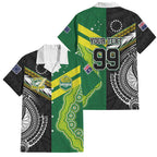 Custom Rugby Cook Islands and Australia Family Matching Long Sleeve Bodycon Dress and Hawaiian Shirt Tatau Tribal with Aboriginal Chevron Sport Style