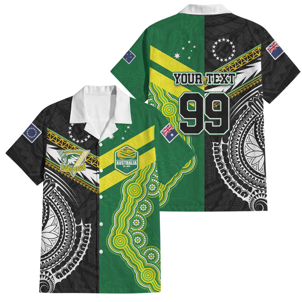 Custom Rugby Cook Islands and Australia Family Matching Off The Shoulder Long Sleeve Dress and Hawaiian Shirt Tatau Tribal with Aboriginal Chevron Sport Style