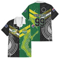 Custom Rugby Cook Islands and Australia Family Matching Puletasi and Hawaiian Shirt Tatau Tribal with Aboriginal Chevron Sport Style