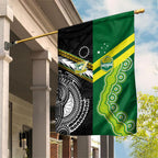 Rugby Cook Islands and Australia Garden Flag Tatau Tribal with Aboriginal Chevron Sport Style