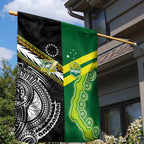 Rugby Cook Islands and Australia Garden Flag Tatau Tribal with Aboriginal Chevron Sport Style