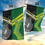 Rugby Cook Islands and Australia Garden Flag Tatau Tribal with Aboriginal Chevron Sport Style