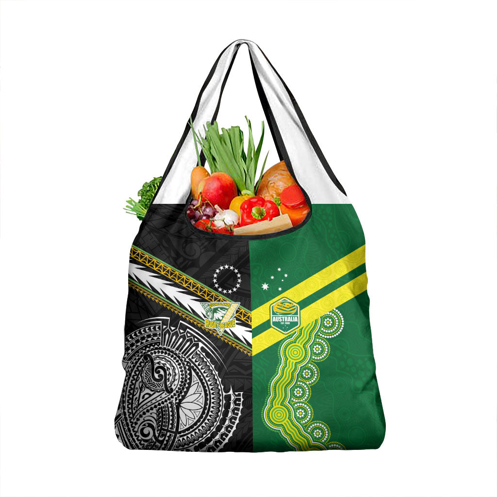 Rugby Cook Islands and Australia Grocery Bag Tatau Tribal with Aboriginal Chevron Sport Style