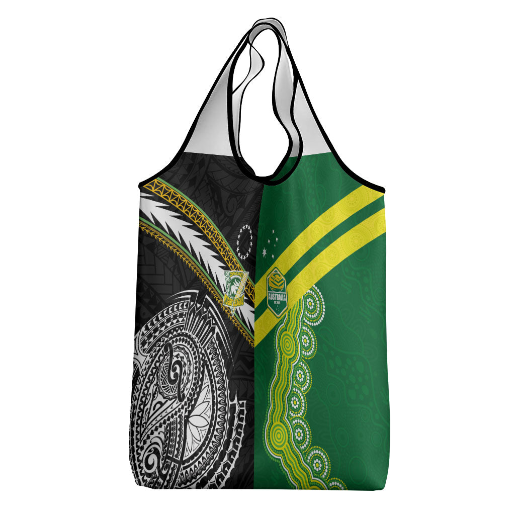Rugby Cook Islands and Australia Grocery Bag Tatau Tribal with Aboriginal Chevron Sport Style