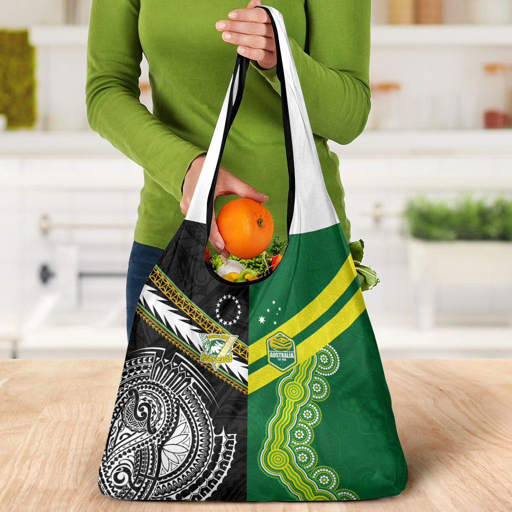 Rugby Cook Islands and Australia Grocery Bag Tatau Tribal with Aboriginal Chevron Sport Style