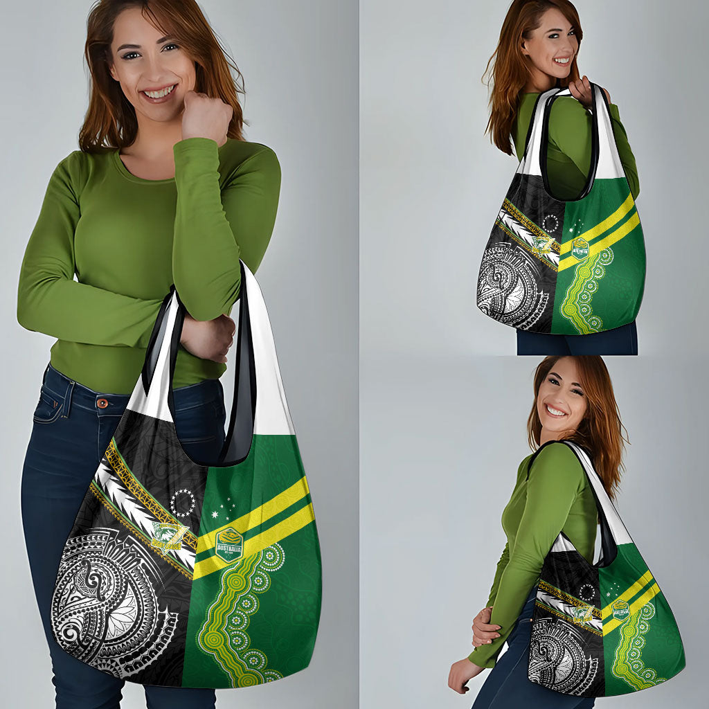 Rugby Cook Islands and Australia Grocery Bag Tatau Tribal with Aboriginal Chevron Sport Style