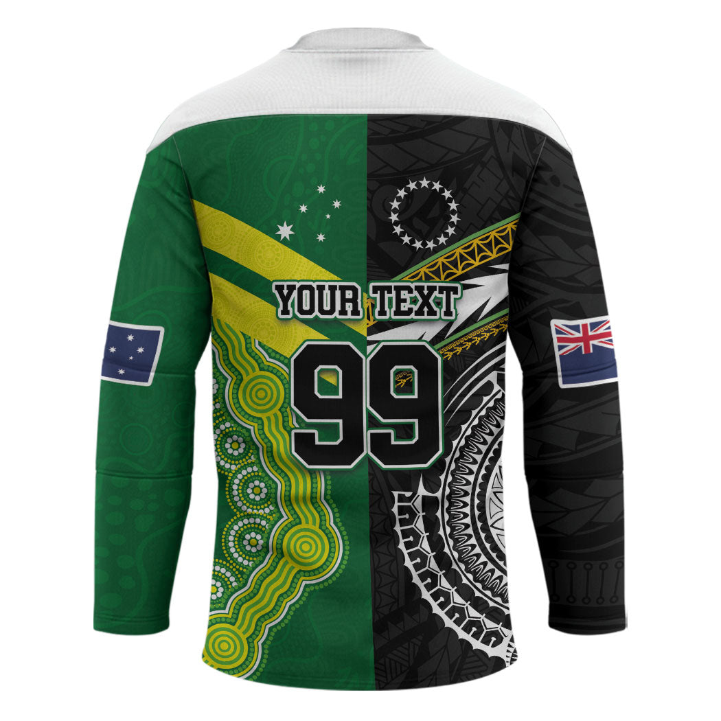 Custom Rugby Cook Islands and Australia Hockey Jersey Tatau Tribal with Aboriginal Chevron Sport Style
