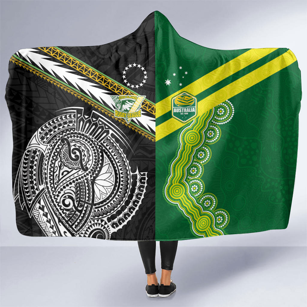 Rugby Cook Islands and Australia Hooded Blanket Tatau Tribal with Aboriginal Chevron Sport Style