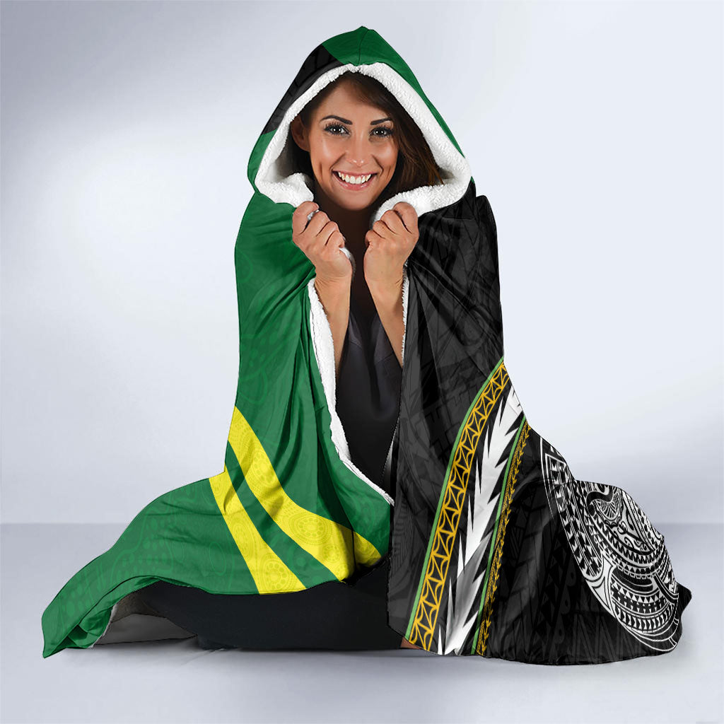 Rugby Cook Islands and Australia Hooded Blanket Tatau Tribal with Aboriginal Chevron Sport Style