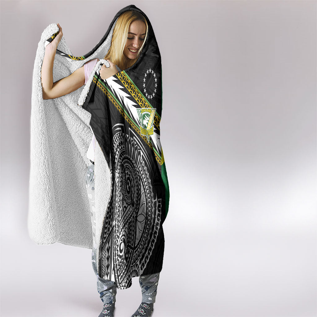 Rugby Cook Islands and Australia Hooded Blanket Tatau Tribal with Aboriginal Chevron Sport Style