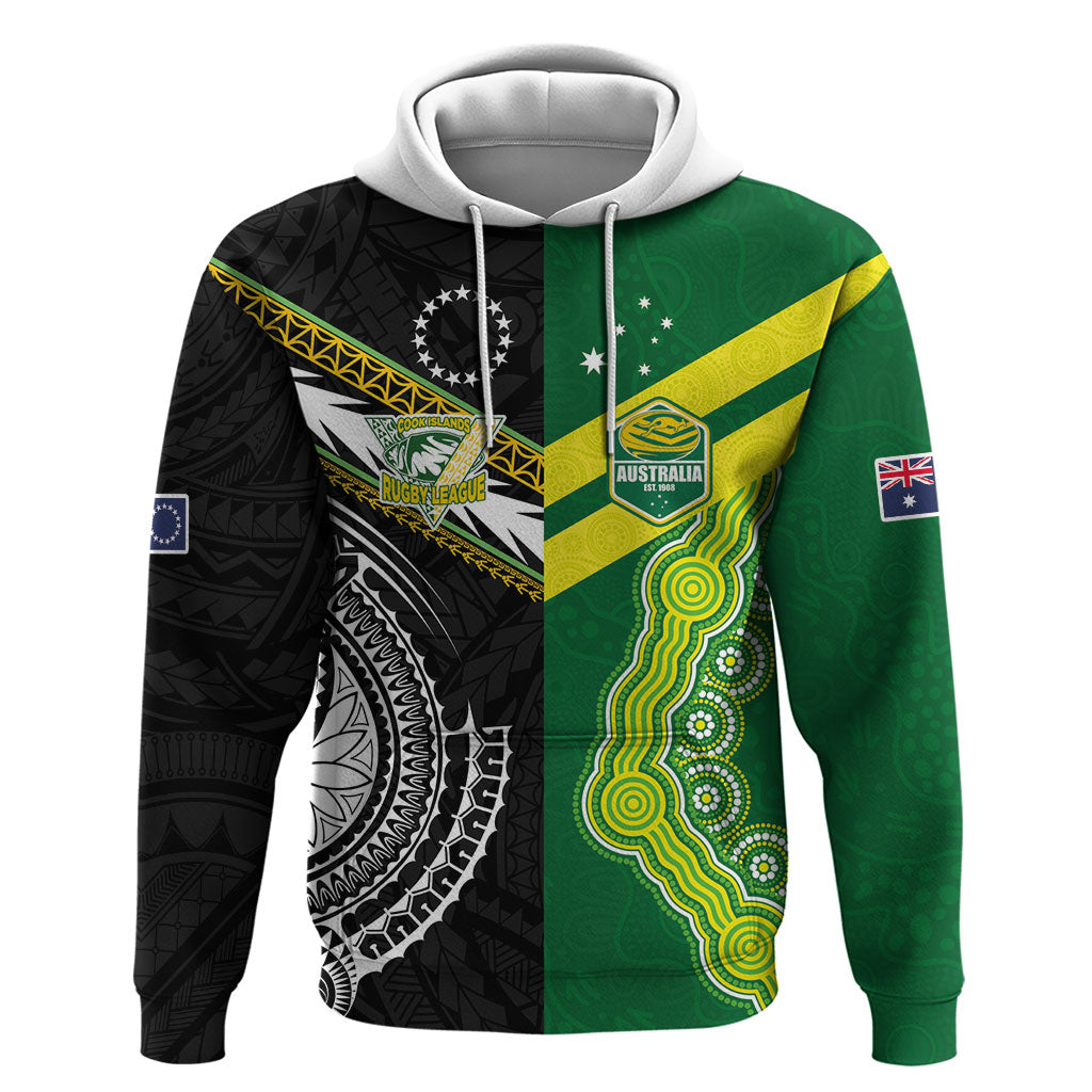 Custom Rugby Cook Islands and Australia Hoodie Tatau Tribal with Aboriginal Chevron Sport Style