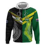 Custom Rugby Cook Islands and Australia Hoodie Tatau Tribal with Aboriginal Chevron Sport Style