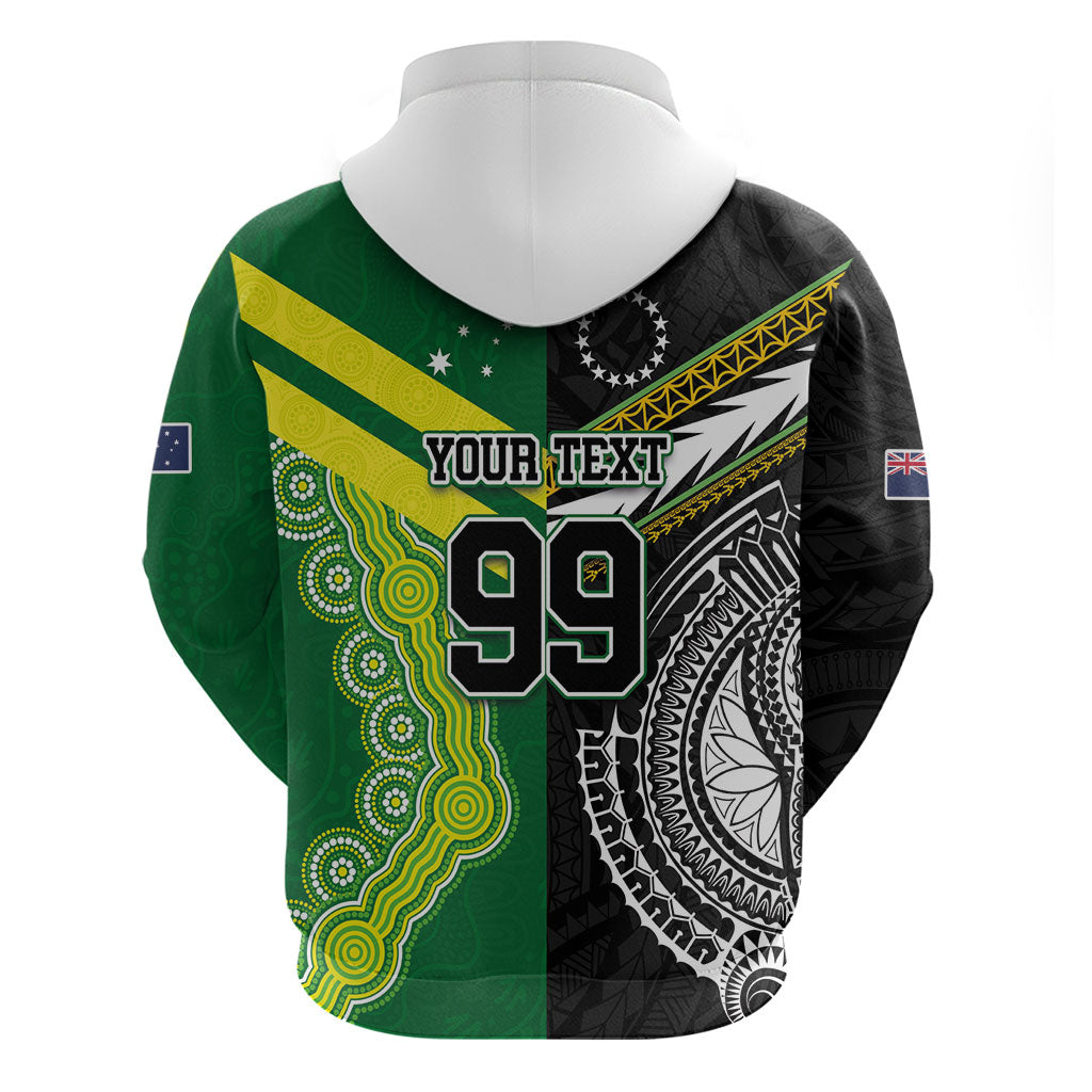 Custom Rugby Cook Islands and Australia Hoodie Tatau Tribal with Aboriginal Chevron Sport Style