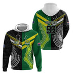 Custom Rugby Cook Islands and Australia Hoodie Tatau Tribal with Aboriginal Chevron Sport Style