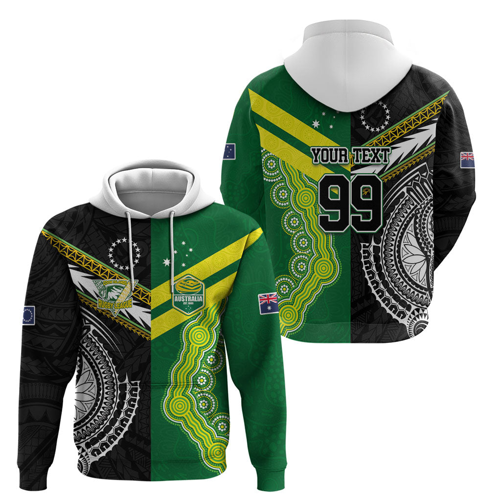 Custom Rugby Cook Islands and Australia Hoodie Tatau Tribal with Aboriginal Chevron Sport Style