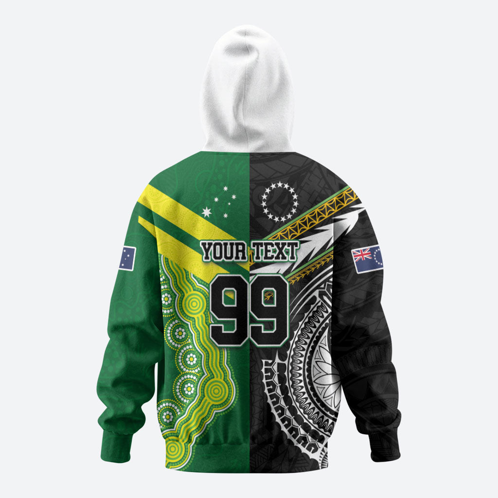 Custom Rugby Cook Islands and Australia Hoodie Tatau Tribal with Aboriginal Chevron Sport Style