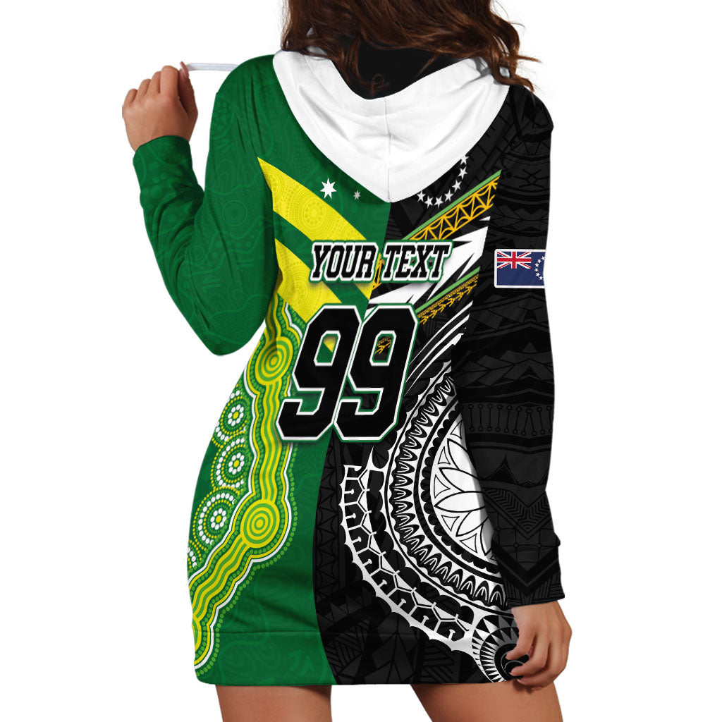 Custom Rugby Cook Islands and Australia Hoodie Dress Tatau Tribal with Aboriginal Chevron Sport Style
