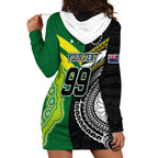 Custom Rugby Cook Islands and Australia Hoodie Dress Tatau Tribal with Aboriginal Chevron Sport Style