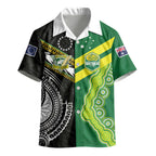 Custom Rugby Cook Islands and Australia Kid Hawaiian Shirt Tatau Tribal with Aboriginal Chevron Sport Style