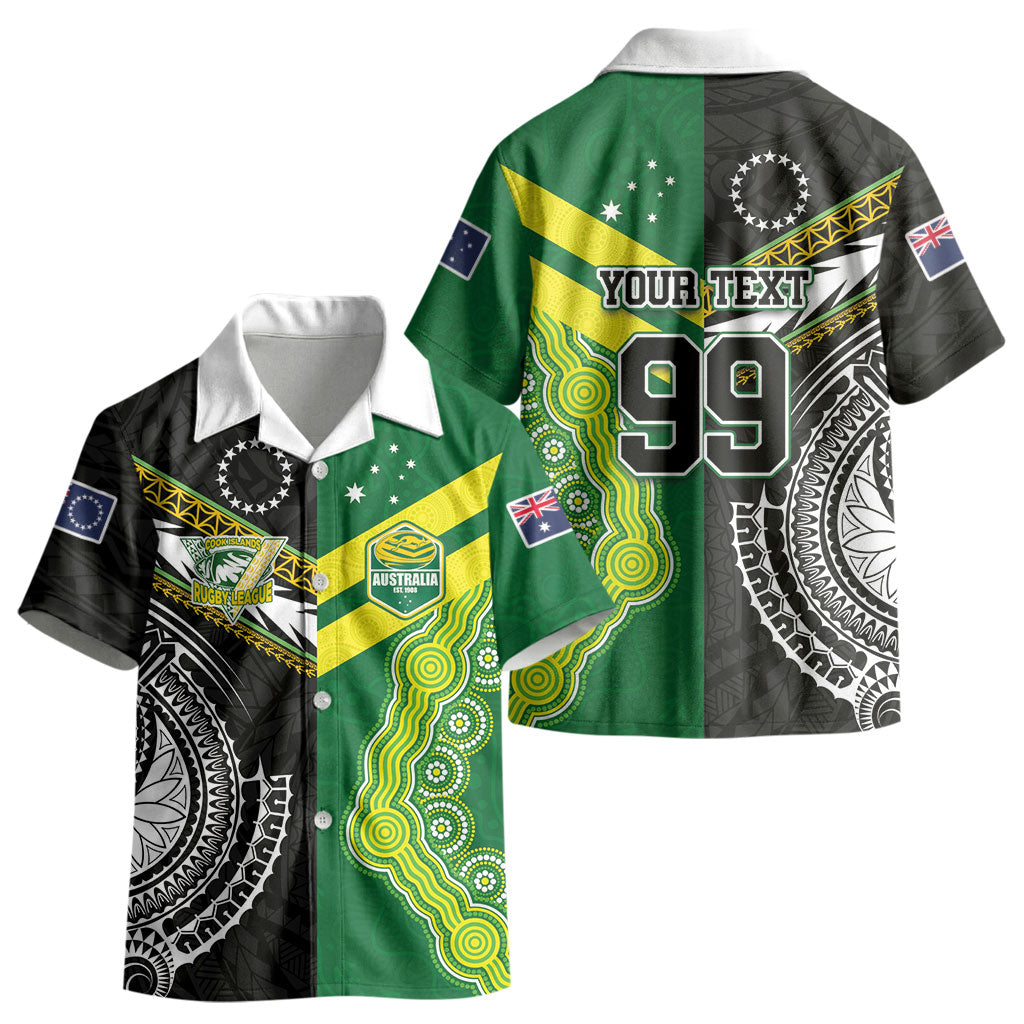 Custom Rugby Cook Islands and Australia Kid Hawaiian Shirt Tatau Tribal with Aboriginal Chevron Sport Style