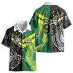 Custom Rugby Cook Islands and Australia Kid Hawaiian Shirt Tatau Tribal with Aboriginal Chevron Sport Style