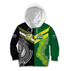Custom Rugby Cook Islands and Australia Kid Hoodie Tatau Tribal with Aboriginal Chevron Sport Style