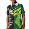 Custom Rugby Cook Islands and Australia Kid Polo Shirt Tatau Tribal with Aboriginal Chevron Sport Style