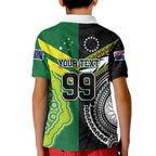 Custom Rugby Cook Islands and Australia Kid Polo Shirt Tatau Tribal with Aboriginal Chevron Sport Style