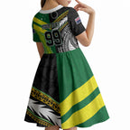 Custom Rugby Cook Islands and Australia Kid Short Sleeve Dress Tatau Tribal with Aboriginal Chevron Sport Style