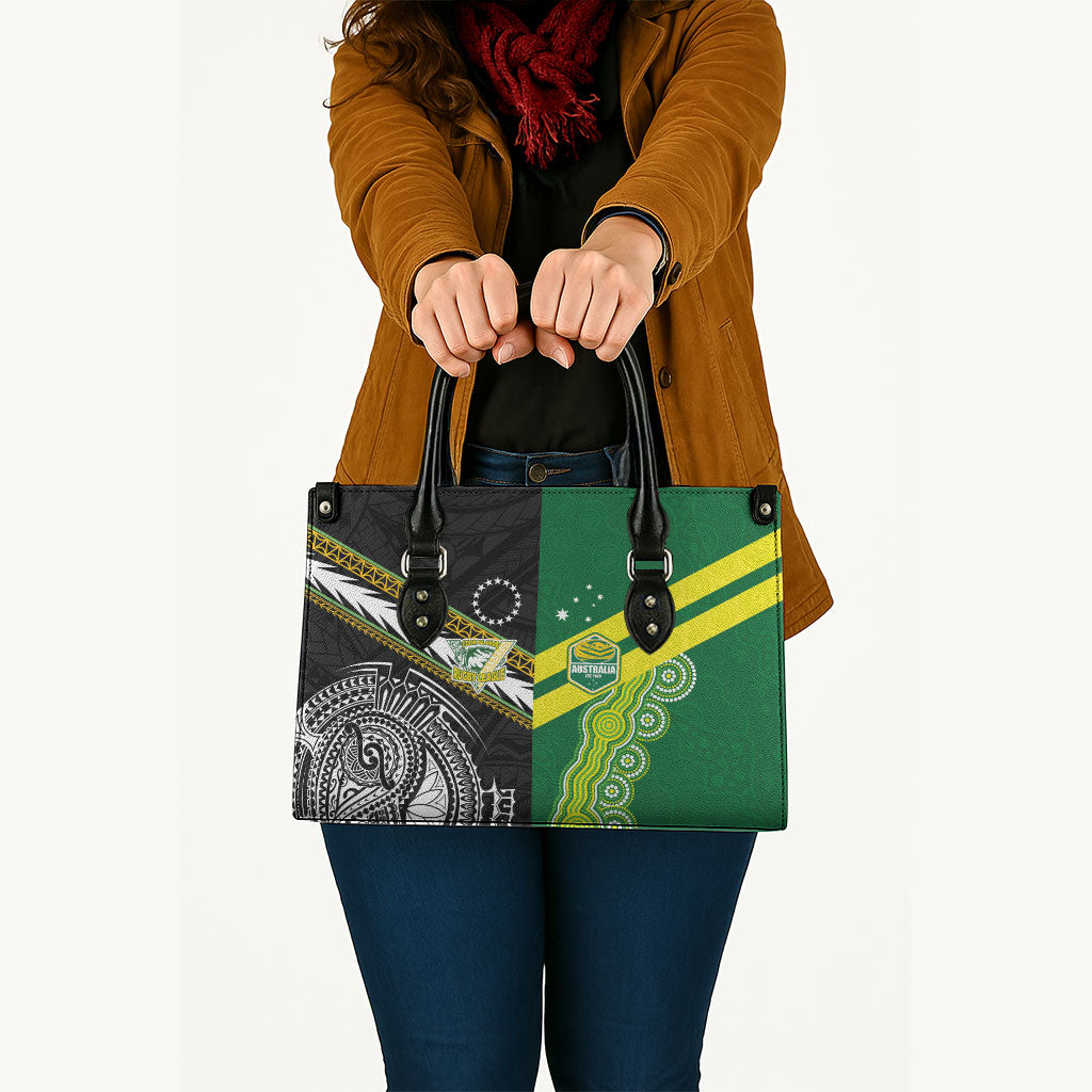 Rugby Cook Islands and Australia Leather Bag Tatau Tribal with Aboriginal Chevron Sport Style