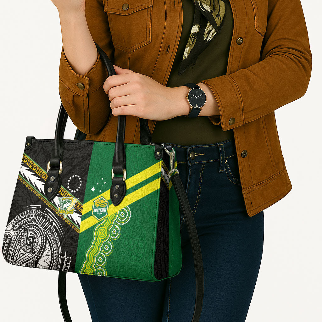 Rugby Cook Islands and Australia Leather Bag Tatau Tribal with Aboriginal Chevron Sport Style