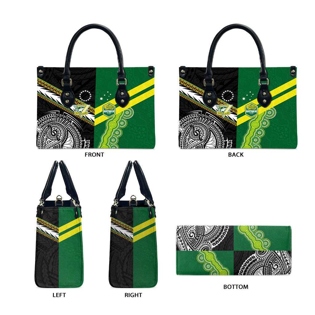 Rugby Cook Islands and Australia Leather Bag Tatau Tribal with Aboriginal Chevron Sport Style