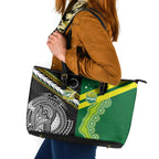 Rugby Cook Islands and Australia Leather Tote Bag Tatau Tribal with Aboriginal Chevron Sport Style