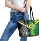 Rugby Cook Islands and Australia Leather Tote Bag Tatau Tribal with Aboriginal Chevron Sport Style