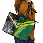 Rugby Cook Islands and Australia Leather Tote Bag Tatau Tribal with Aboriginal Chevron Sport Style