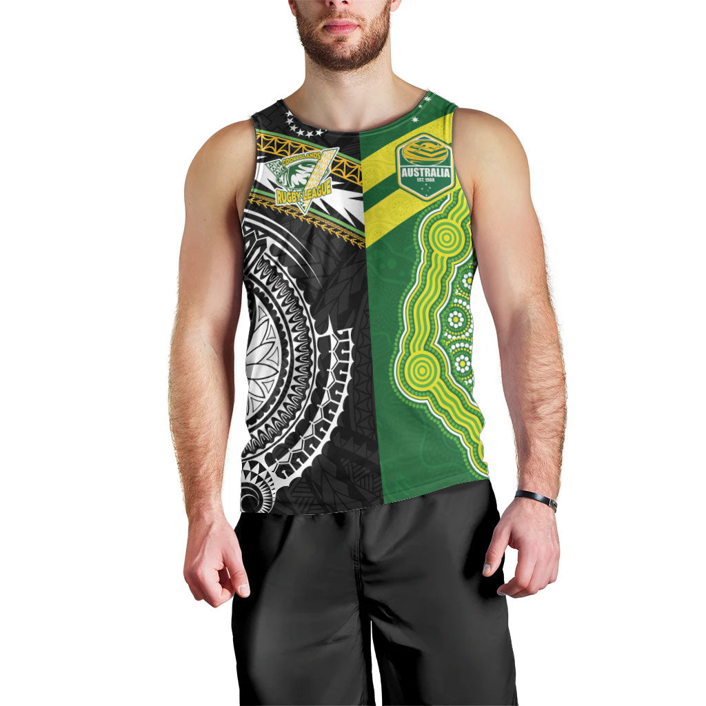 Custom Rugby Cook Islands and Australia Men Tank Top Tatau Tribal with Aboriginal Chevron Sport Style
