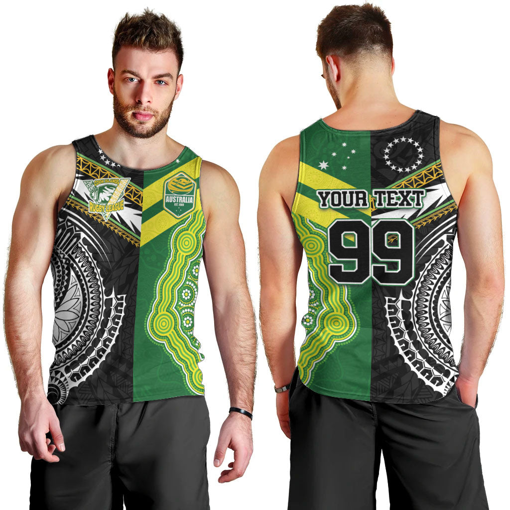 Custom Rugby Cook Islands and Australia Men Tank Top Tatau Tribal with Aboriginal Chevron Sport Style