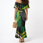 Custom Rugby Cook Islands and Australia Mermaid Dress Tatau Tribal with Aboriginal Chevron Sport Style
