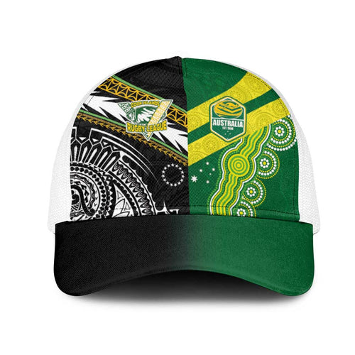 Cook Islands and Australia Rugby Mesh Trucker Cap Tatau Tribal with Aboriginal Chevron Sport Style