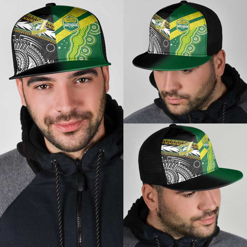 Cook Islands and Australia Rugby Mesh Trucker Cap Tatau Tribal with Aboriginal Chevron Sport Style