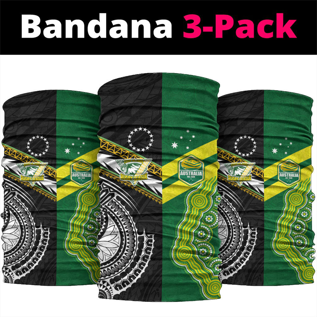 Rugby Cook Islands and Australia Neck Gaiter Tatau Tribal with Aboriginal Chevron Sport Style