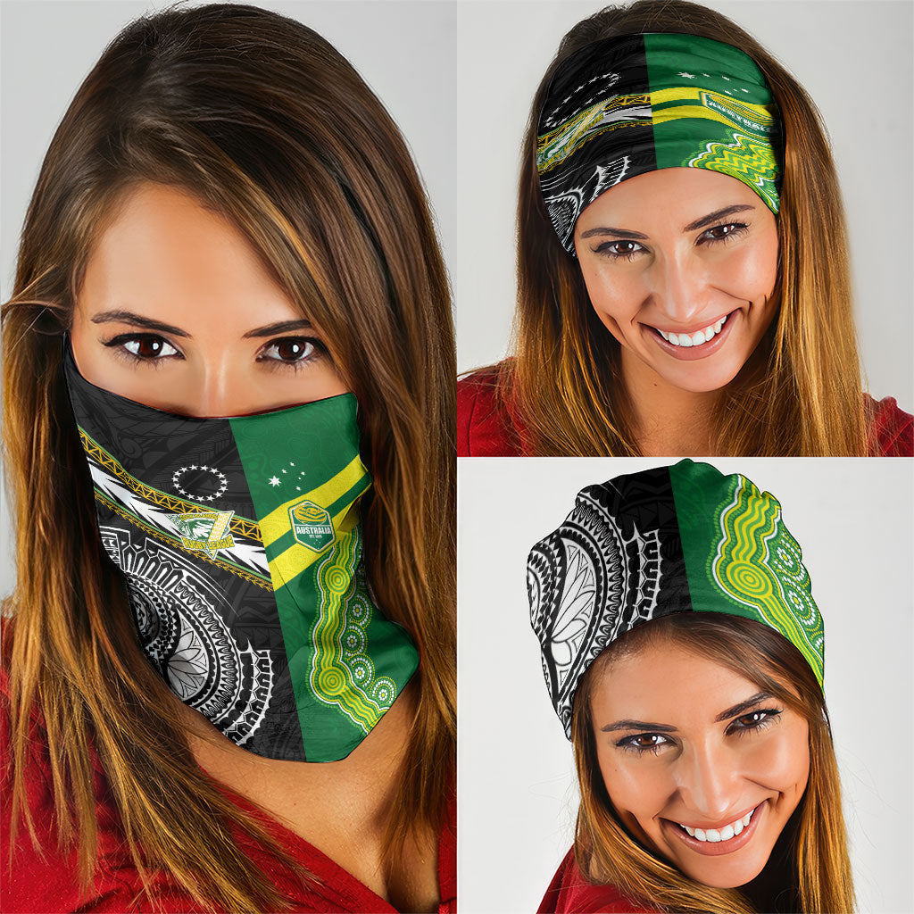 Rugby Cook Islands and Australia Neck Gaiter Tatau Tribal with Aboriginal Chevron Sport Style