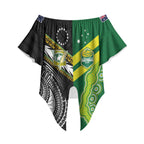 Custom Rugby Cook Islands and Australia Off Shoulder Wrap Waist Top Tatau Tribal with Aboriginal Chevron Sport Style